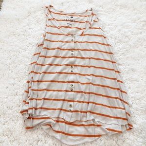 Kensie Stripe Button Detail Tank